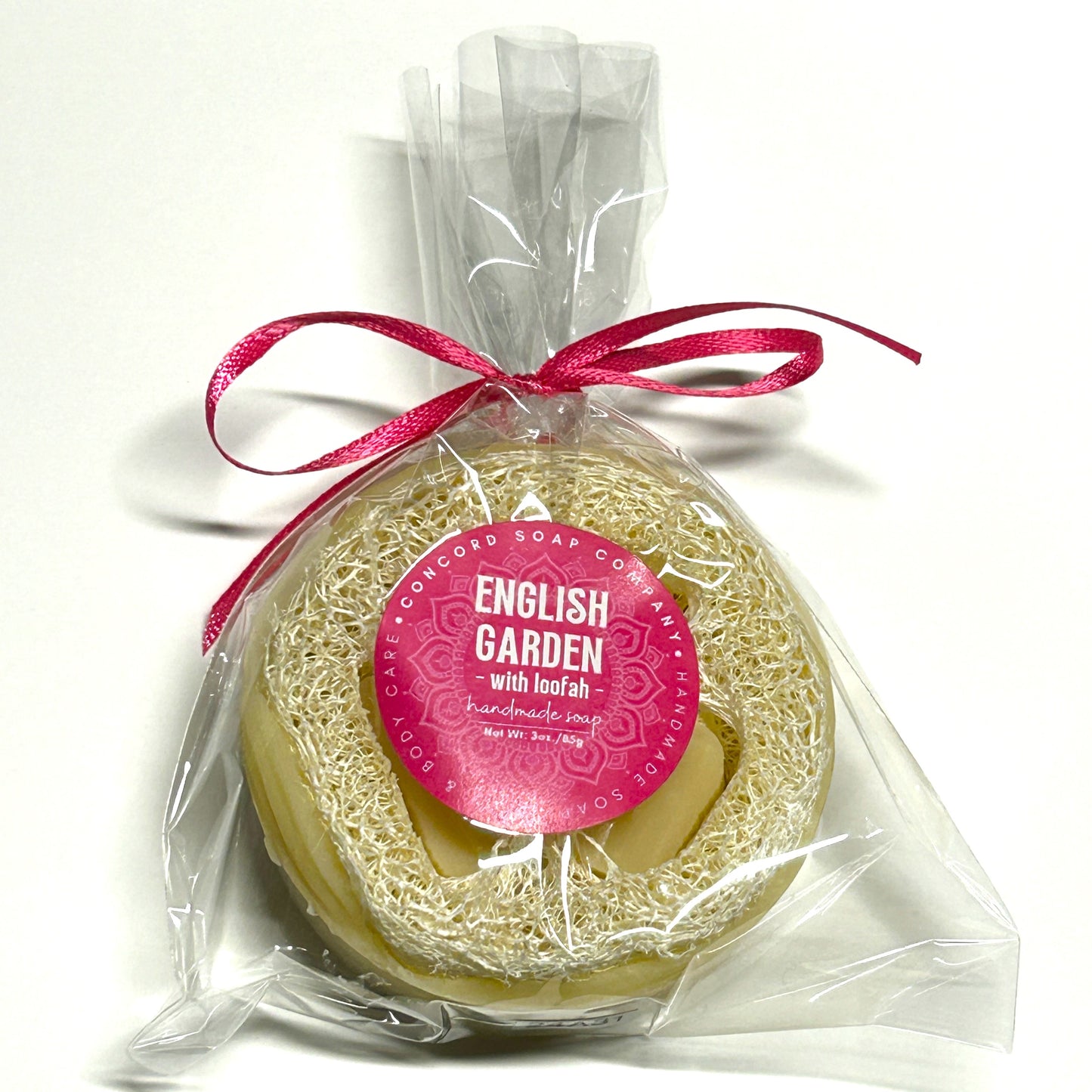 English Garden Loofah Vegan Soap Bar – Handmade Cold Process, Birthday Gift, Floral, Exfoliating, 3 oz