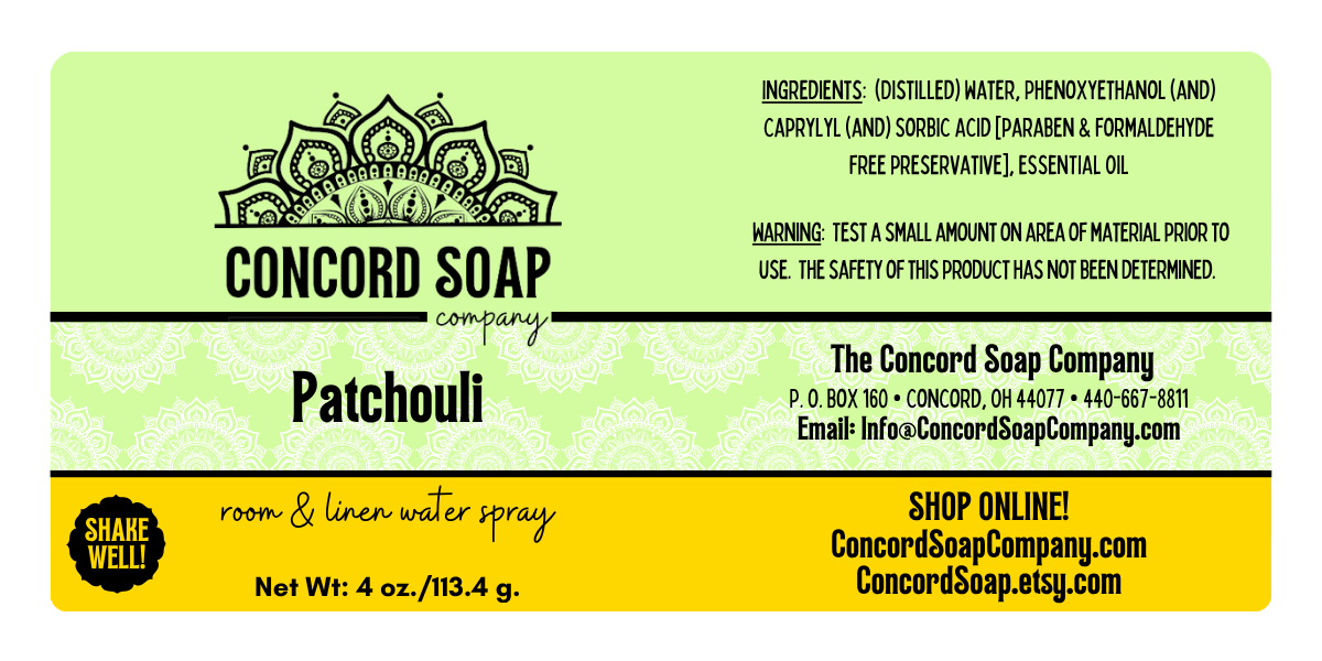 Patchouli Handmade Room and Linen Water Spray