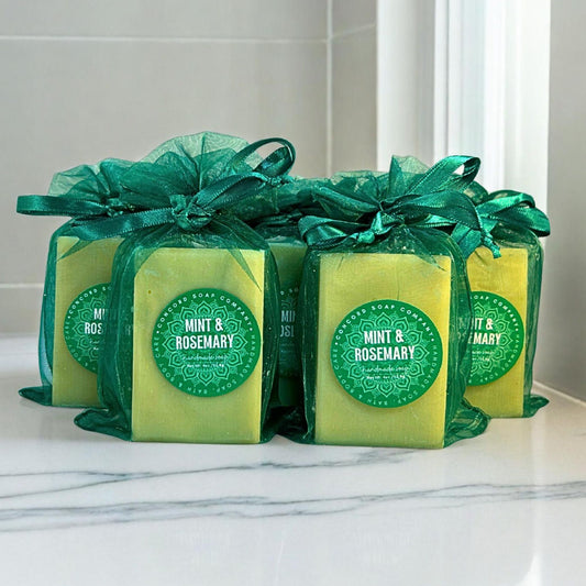 NEW Mint + Rosemary Soap Bar with Powdered Loofah – Exfoliating Handmade Cold Process, Scrubby Vegan Natural Soap, Minty Herb, Garden Lover Gift, 4 oz