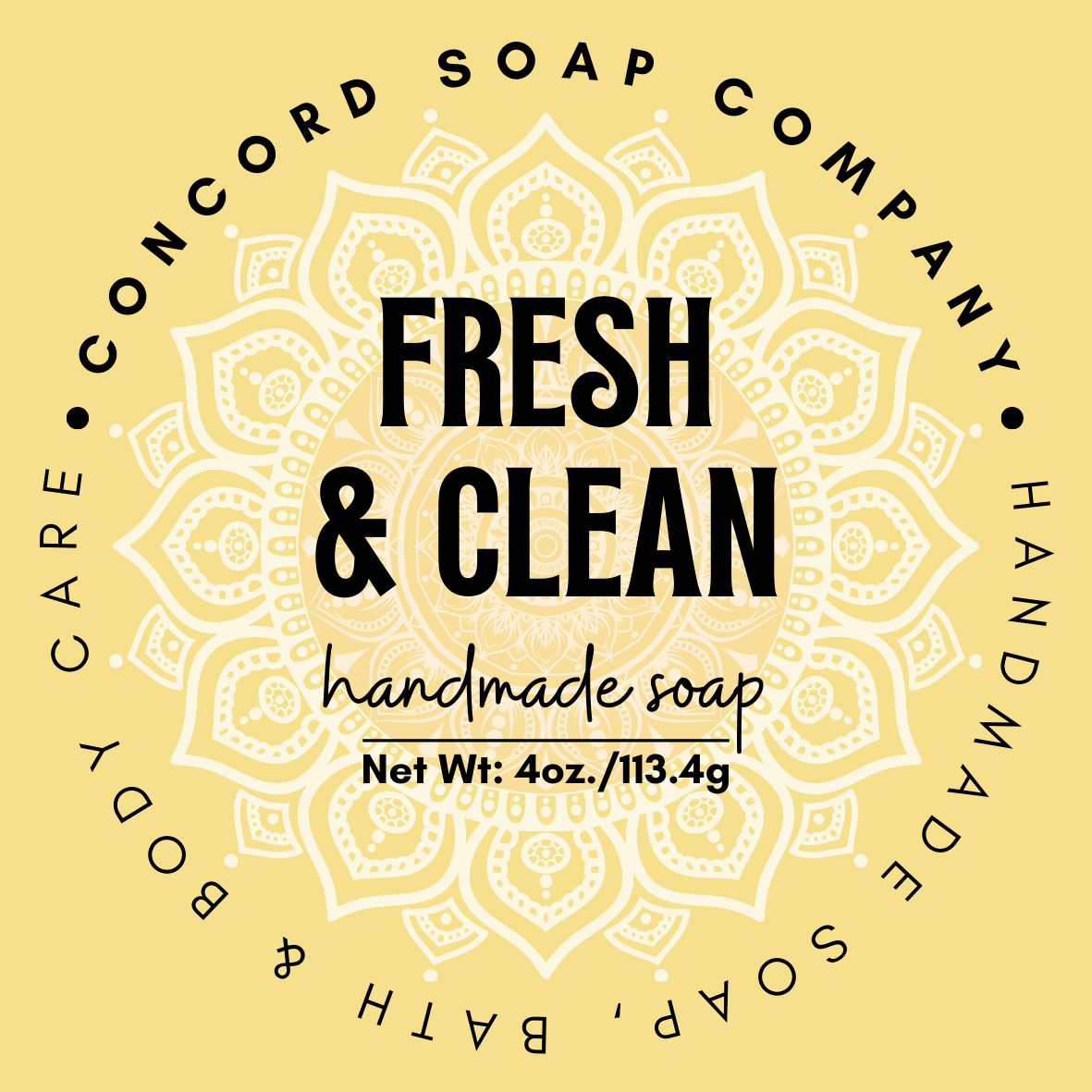 Fresh & Clean Natural Soap Bar – Vegan Handmade Cold Process, Gentle cleansing, Fresh Clean Unisex Scent, 4 oz