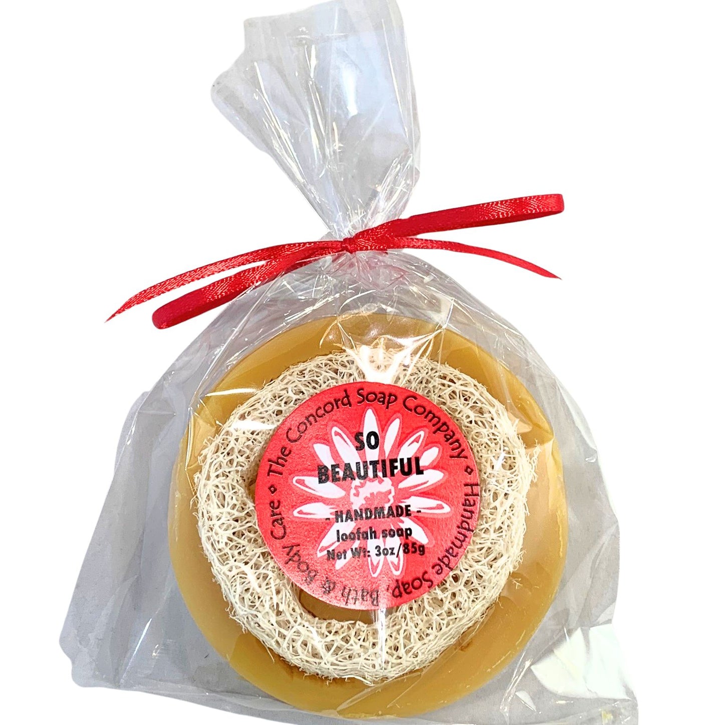 So Beautiful Loofah Soap Bar – Handmade Cold Process, Natural Vegan Skincare, Floral, Exfoliating, 3 oz