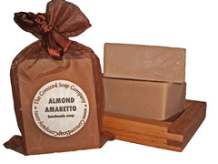 Handmade Almond Amaretto Soap in almond brown organza bag