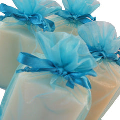 Handmade Eucalyptus and Spearmint Soap in turquoise organza bag