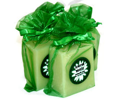 Handmade Juniper Breeze Soap in green organza bag