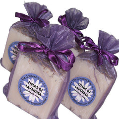Handmade Fields of Lavender Soap in purple organza bag