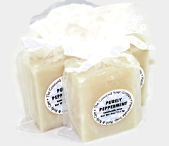 Handmade Purely Peppermint Soap in white organza bag