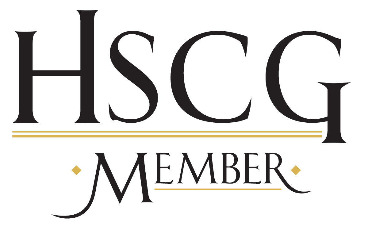 HSCG Member logo – Handcrafted Soap and Cosmetic Guild membership badge in black and gold text.