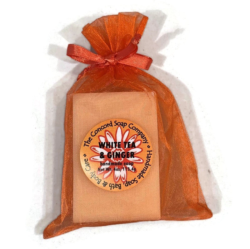 White Tea & Ginger Natural Soap Bar – Vegan Cold Process, Hydrating, Bright Energizing Scent, 4 oz