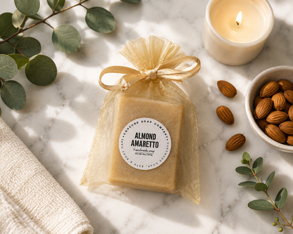 Almond Amaretto Handmade Soap – Natural Cold Process Bar, Sweet Cherry Almond Fragrance, Birthday Gift, 4 oz