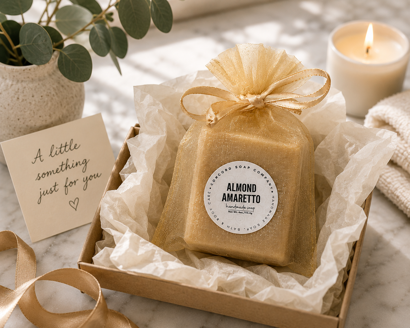 Almond Amaretto Handmade Soap – Natural Cold Process Bar, Sweet Cherry Almond Fragrance, Birthday Gift, 4 oz