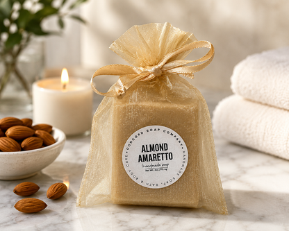 Almond Amaretto Handmade Soap – Natural Cold Process Bar, Sweet Cherry Almond Fragrance, Birthday Gift, 4 oz