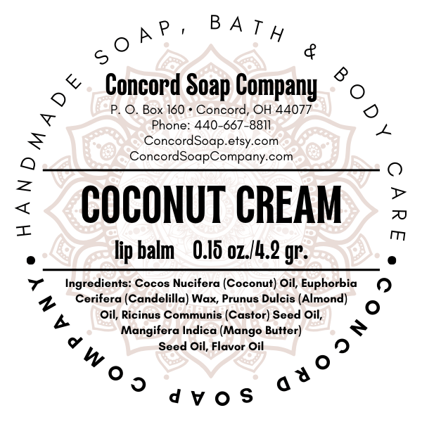 Coconut Cream Handmade Lip Balm Stick – Concord Soap Company