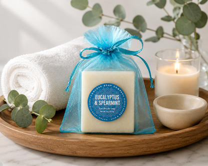 Eucalyptus and Spearmint Handmade Soap – Natural Cold Process Bar, Hydrating, Invigorating Minty Scent, Unisex Vegan Gift, 4 oz