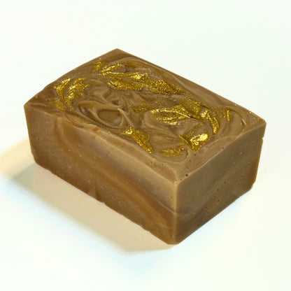 NEW Gold, Frankincense & Myrrh Natural Soap Bar – with gold mica swirl, Christmas fragrance, handmade cold process, 4 oz