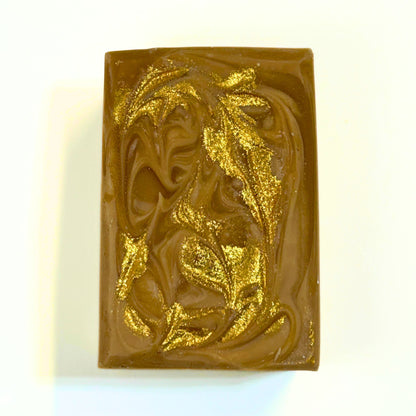 NEW Gold, Frankincense & Myrrh Natural Soap Bar – with gold mica swirl, Christmas fragrance, handmade cold process, 4 oz