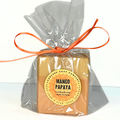 NEW Mango Papaya Natural Soap Bar – Handmade Vegan Cold Process, Hydrating, Fruity, 4 oz