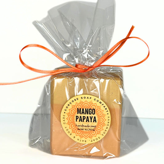 NEW Mango Papaya Natural Soap Bar – Handmade Vegan Cold Process, Hydrating, Fruity, 4 oz