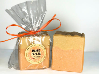 NEW Mango Papaya Natural Soap Bar – Handmade Vegan Cold Process, Hydrating, Fruity, 4 oz