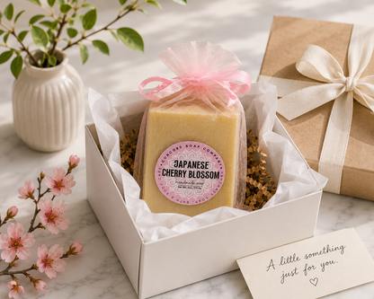 Japanese Cherry Blossom Vegan Soap Bar – Handmade Cold Process, Everyday Luxury, Floral, 4 oz