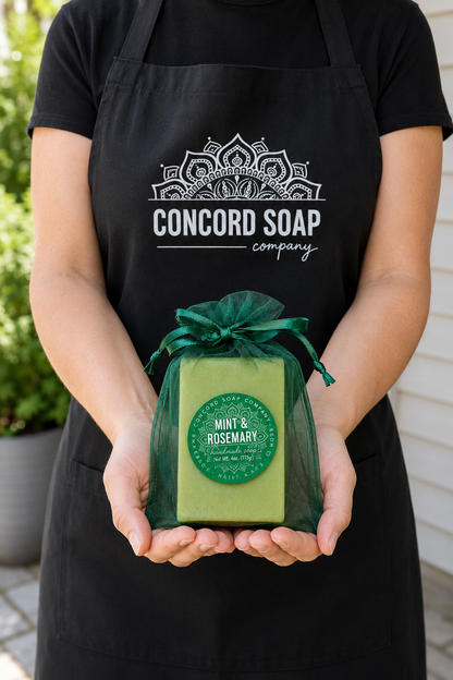 NEW Mint + Rosemary Soap Bar with Powdered Loofah – Exfoliating Handmade Cold Process, Scrubby Vegan Natural Soap, Minty Herb, Garden Lover Gift, 4 oz