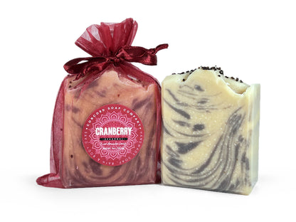 NEW Cranberry Handmade Cold Process Soap Bar - made with goat milk, seasonal winter holiday scent, 4oz