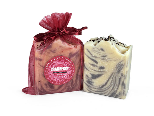 NEW Cranberry Handmade Cold Process Soap Bar - made with goat milk, seasonal winter holiday scent, 4oz