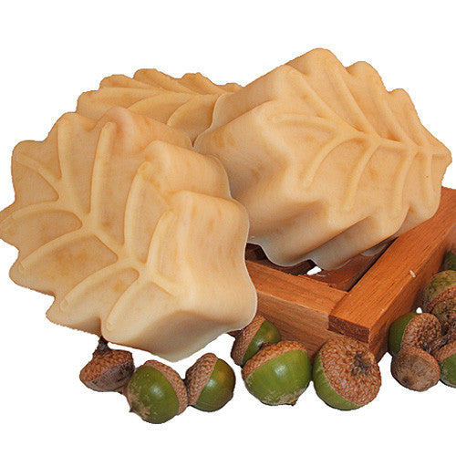 Handmade Bayberry Spice Soap in the shape of an oak tree leaf