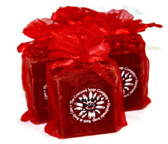 Handmade Dragon's Blood Soap in red organza bag