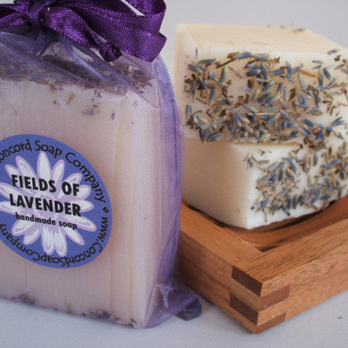 Handmade Fields of Lavender Soap in purple organza bag
