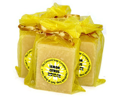 Handmade Lemon Citrus Soap in yellow organza bag