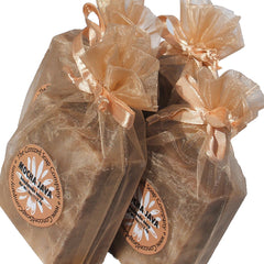Handmade Mocha Java Soap in light brown organza bag