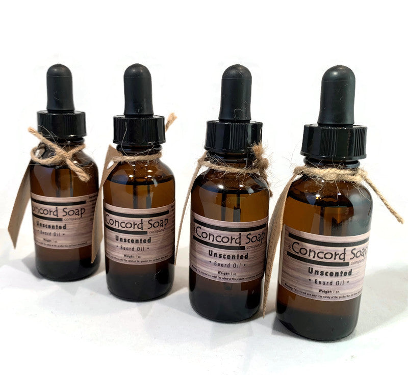 Unscented Handmade Beard Oil - 1 oz, dropper, amber glass bottle