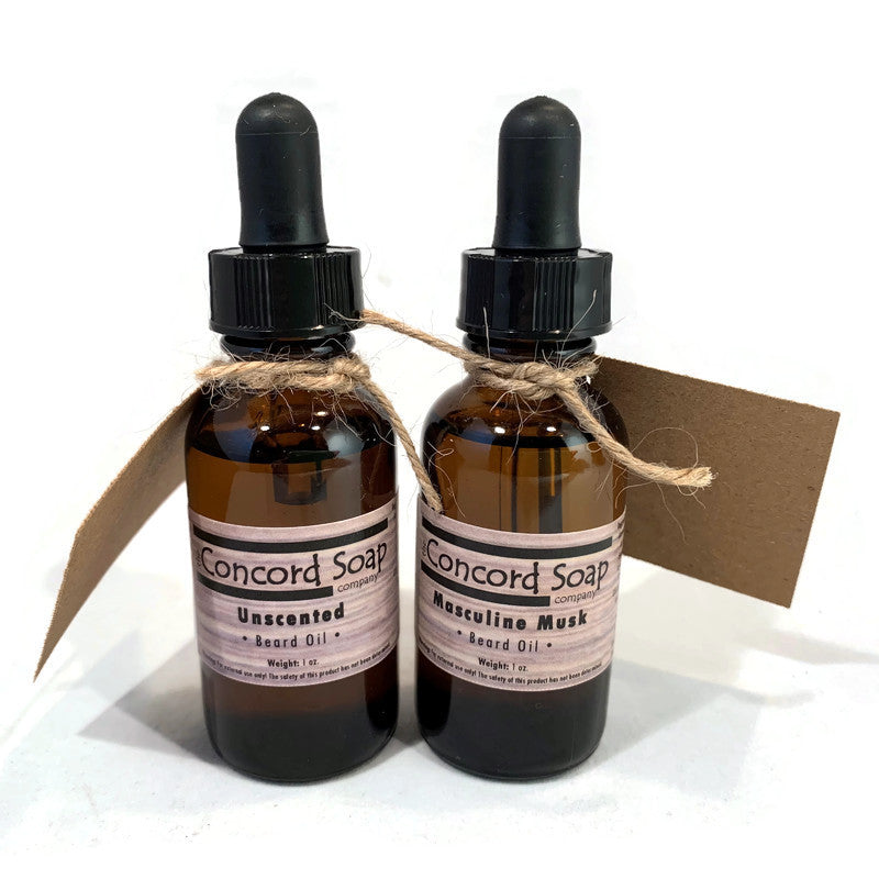 Masculine Musk Handmade Beard Oil - 1 oz, dropper, amber glass bottle