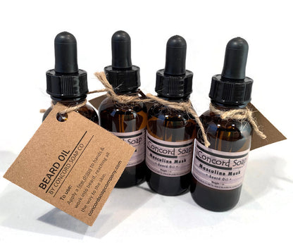 Masculine Musk Handmade Beard Oil - 1 oz, dropper, amber glass bottle